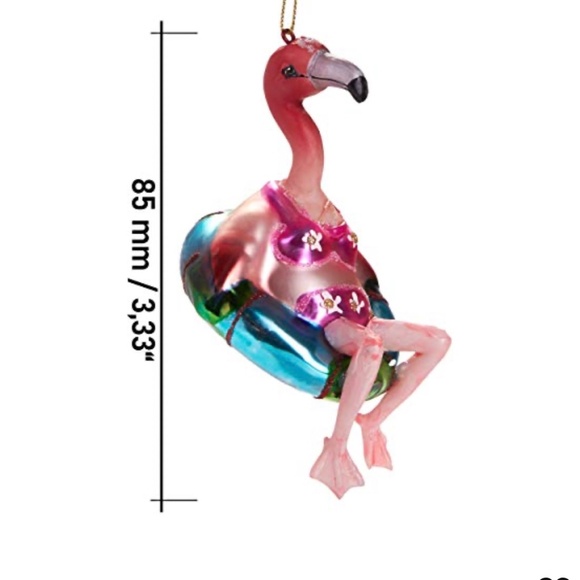 Brubaker whimsical Flamingo in bikini, glass ornament - Picture 2 of 10